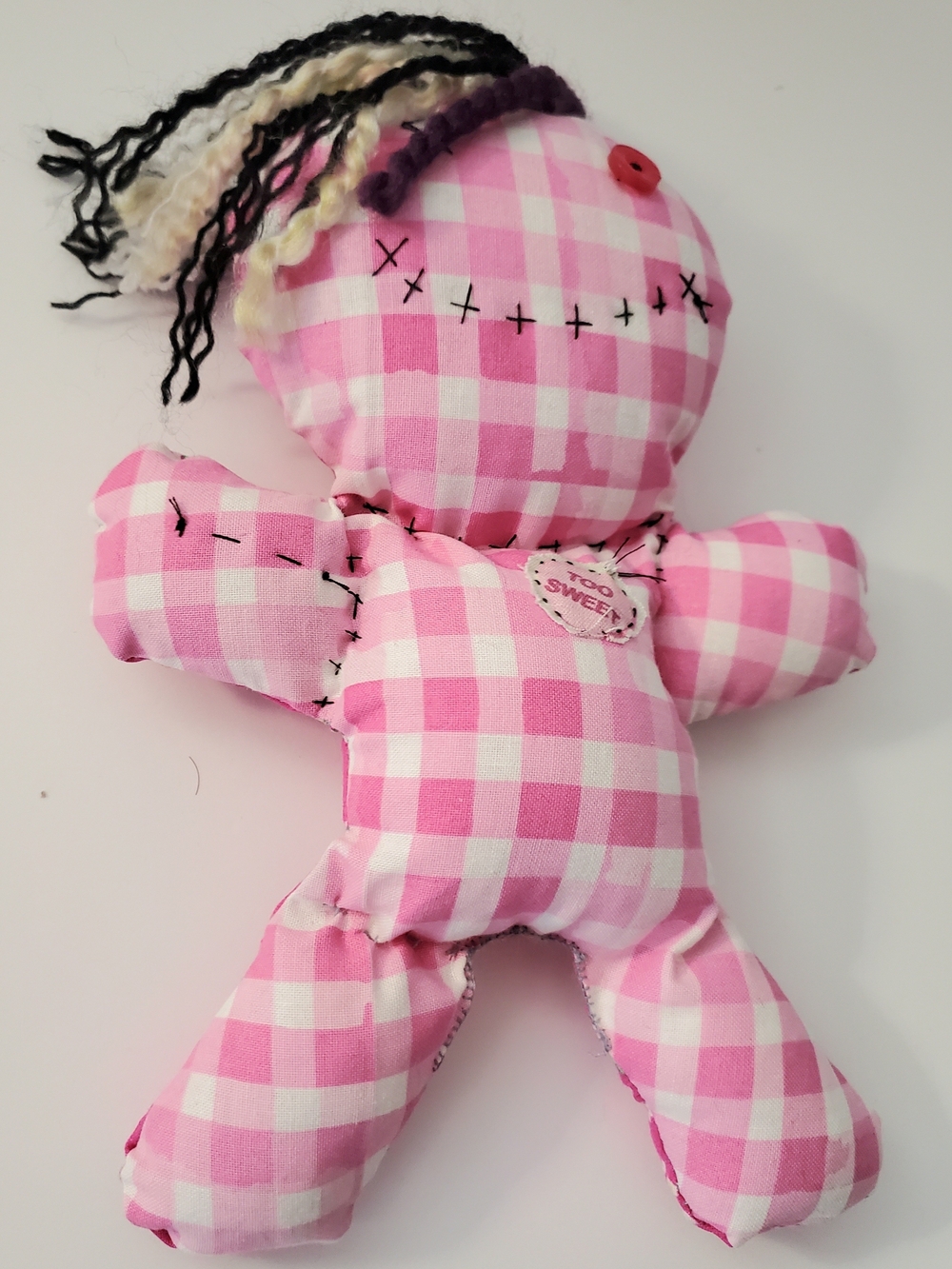 Handmade Pink Checkered Plush Doll "Frazzle"